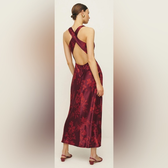 Reformation Casette silk dress in color Bellini - Picture 13 of 13